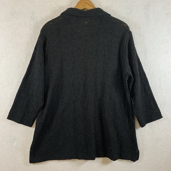 Vintage Chicos Womens Semi Sheer Lace Button Tunic Top Sz XL Dark Romantic Boho - Picture 7 of 12